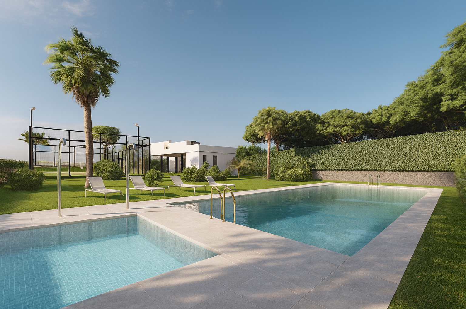 Infografía de piscina comunitaria orientada a personas que valoran el ocio y la vida al aire libre